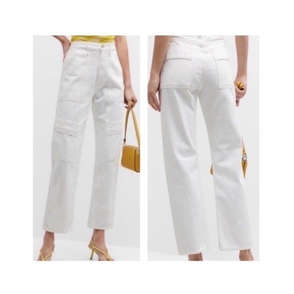 AGOLDE Women's Cooper Cargo Jeans High-rise Straight Denim in Milkshake White 30